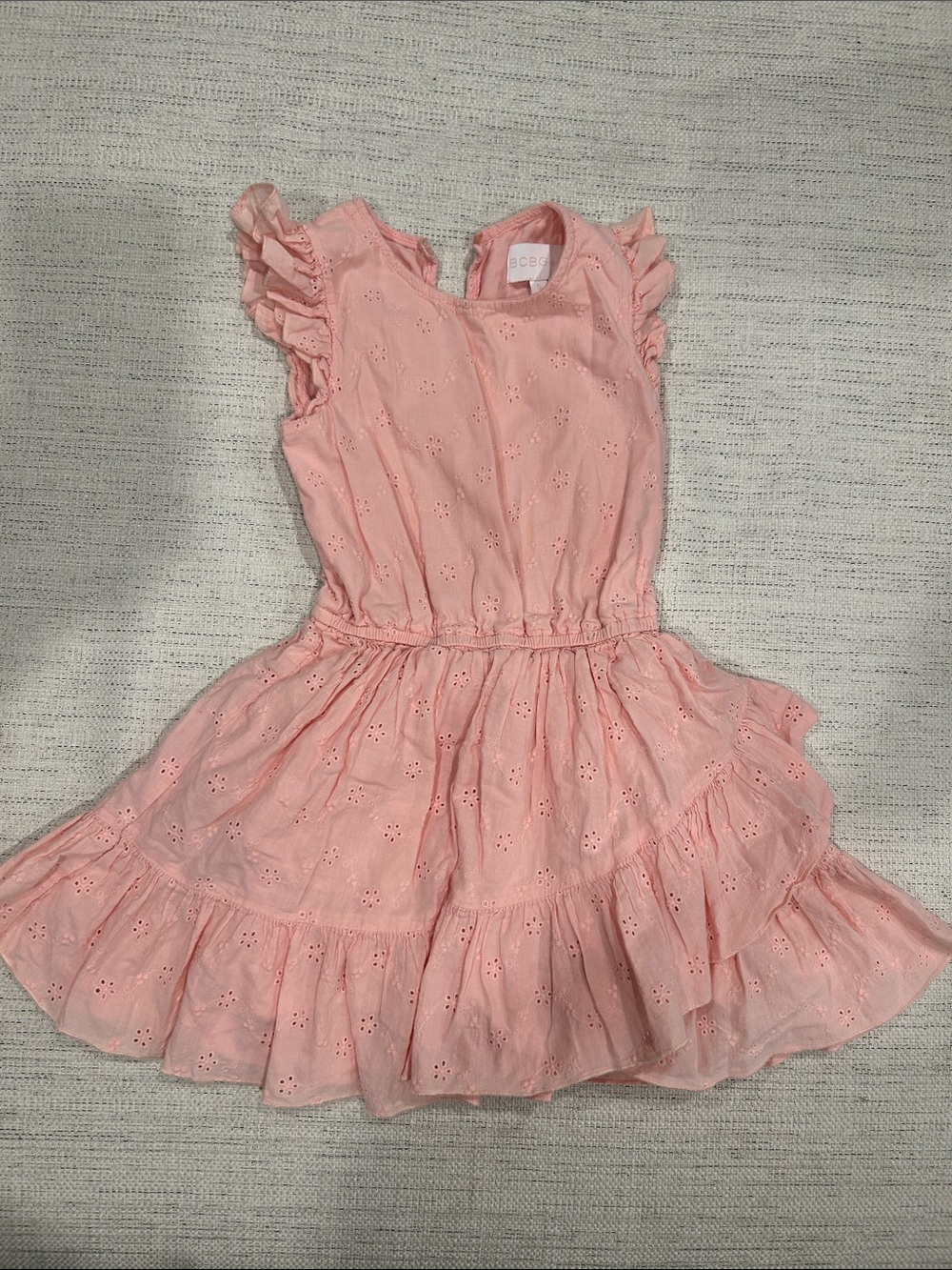 BCBGirls Coral Pink Eyelet Ruffle Tiered Dress